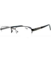 Rectangular Reading Glasses Magnified Lens Half Rim Rectangular Spring Hinge - Gunmetal - CT1889A5Q3E $11.66