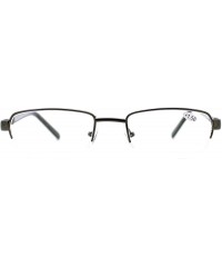 Rectangular Reading Glasses Magnified Lens Half Rim Rectangular Spring Hinge - Gunmetal - CT1889A5Q3E $11.66