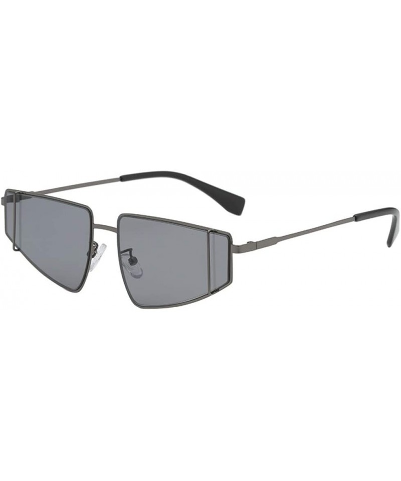 Rectangular Sunglasses - Irregular Shape Frame Sun Glasses for Men/Women Unisex Retro Vintage Style Street Beat Eyewear - CS1...
