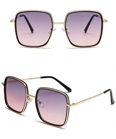Square Oversized Sunglasses for Women Square Glasses UV400 Outdoor Sun Protection Glasses-7 Colors - Gold&purple - CT18QO44TG...