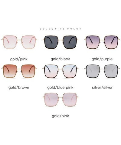Square Oversized Sunglasses for Women Square Glasses UV400 Outdoor Sun Protection Glasses-7 Colors - Gold&purple - CT18QO44TG...
