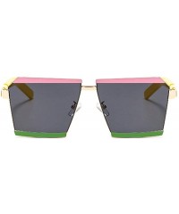 Square New Style 2020 Sunglasses For Women Men Brand Designer Hot Men's Punk Hip Hop Sunglass UV400 - Pink&green - CO1947GOL0...