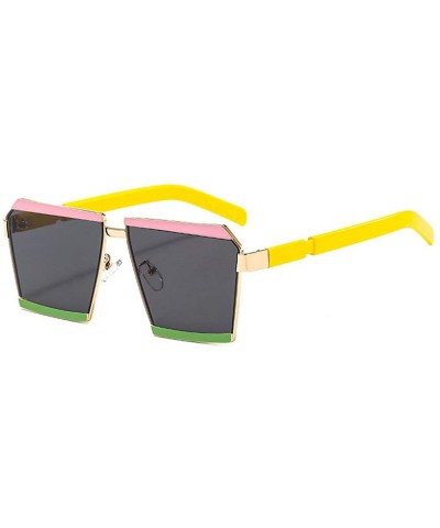 Square New Style 2020 Sunglasses For Women Men Brand Designer Hot Men's Punk Hip Hop Sunglass UV400 - Pink&green - CO1947GOL0...