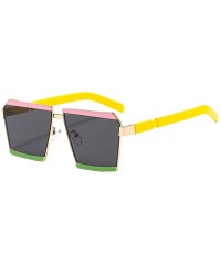 Square New Style 2020 Sunglasses For Women Men Brand Designer Hot Men's Punk Hip Hop Sunglass UV400 - Pink&green - CO1947GOL0...