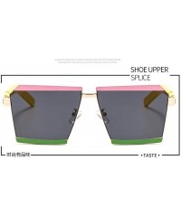 Square New Style 2020 Sunglasses For Women Men Brand Designer Hot Men's Punk Hip Hop Sunglass UV400 - Pink&green - CO1947GOL0...