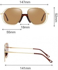 Square New Ocean Trend Sunglasses Fashion Hollow Ladies Luxury Men's Metal Sunglasses UV400 - Red - CP194RZOR06 $11.01