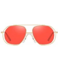 Square New Ocean Trend Sunglasses Fashion Hollow Ladies Luxury Men's Metal Sunglasses UV400 - Red - CP194RZOR06 $11.01
