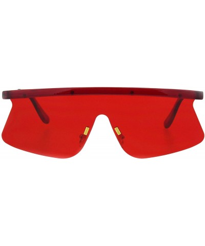 Goggle Vintage Goggle Style Sunglasses 80's Fashion Half Rim Shield Shades UV 400 - Red - CF18I9Q4QZ4 $21.96