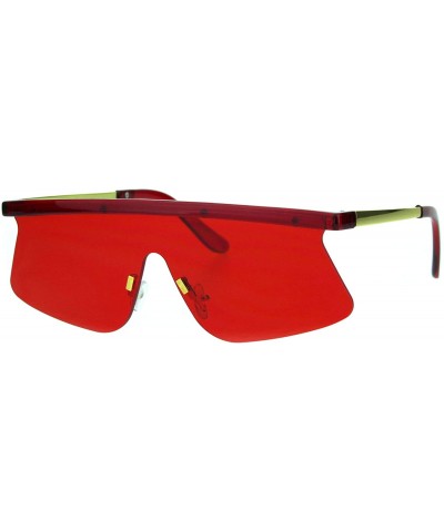 Goggle Vintage Goggle Style Sunglasses 80's Fashion Half Rim Shield Shades UV 400 - Red - CF18I9Q4QZ4 $9.08