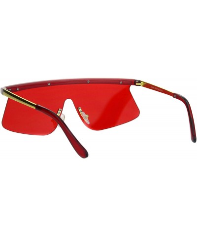 Goggle Vintage Goggle Style Sunglasses 80's Fashion Half Rim Shield Shades UV 400 - Red - CF18I9Q4QZ4 $9.08