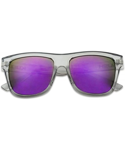 Rimless Classic Square Transparent Frame Sunglasses Mirrored Retro Sport Fashion Shades - Clear Grey Frame - Purple - CF18ICC...