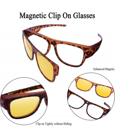 Sport Fit Over Sunglasses for Prescription Glasses with Magnetic Clip on Lens - Amber Leopard - C0199ZMZZD0 $23.70