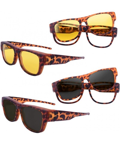 Sport Fit Over Sunglasses for Prescription Glasses with Magnetic Clip on Lens - Amber Leopard - C0199ZMZZD0 $23.70