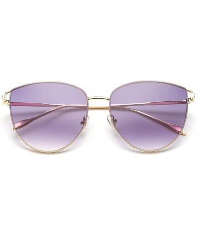 Round Womens Oversized Sunglasses Cat Eye Metal Frame Mirrored/Gradient Lenses B2428 - Gradient Grey - CW18E5CNURT $22.17