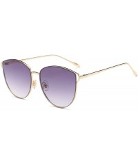 Round Womens Oversized Sunglasses Cat Eye Metal Frame Mirrored/Gradient Lenses B2428 - Gradient Grey - CW18E5CNURT $21.87