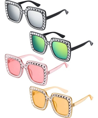 Oversized Oversize Square Sparkling Sunglasses Pieces - CA18AQTC9Y9 $25.58