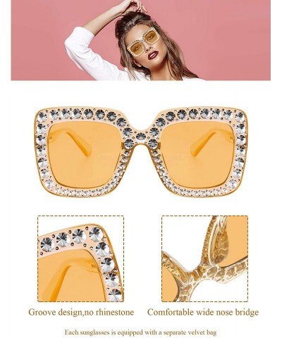 Oversized Oversize Square Sparkling Sunglasses Pieces - CA18AQTC9Y9 $12.61