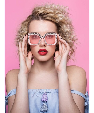 Oversized Oversize Square Sparkling Sunglasses Pieces - CA18AQTC9Y9 $12.61