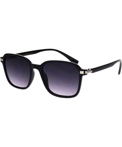 Rectangular Womens Rectangle Thin Horned Plastic Boyfriend Designer Sunglasses - Black Smoke - C418L3M90IT $19.55