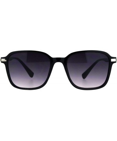 Rectangular Womens Rectangle Thin Horned Plastic Boyfriend Designer Sunglasses - Black Smoke - C418L3M90IT $7.82