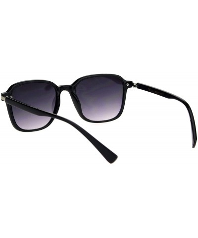 Rectangular Womens Rectangle Thin Horned Plastic Boyfriend Designer Sunglasses - Black Smoke - C418L3M90IT $7.82