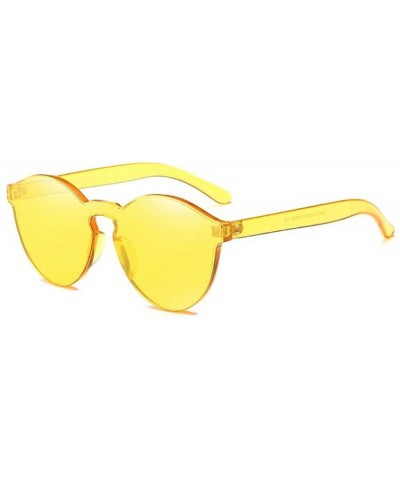 Cat Eye Fashion Women Clear Transparent Integrated UV Sunglasses Cat Eye Glasses - Yellow - C81840X3N2S $9.50
