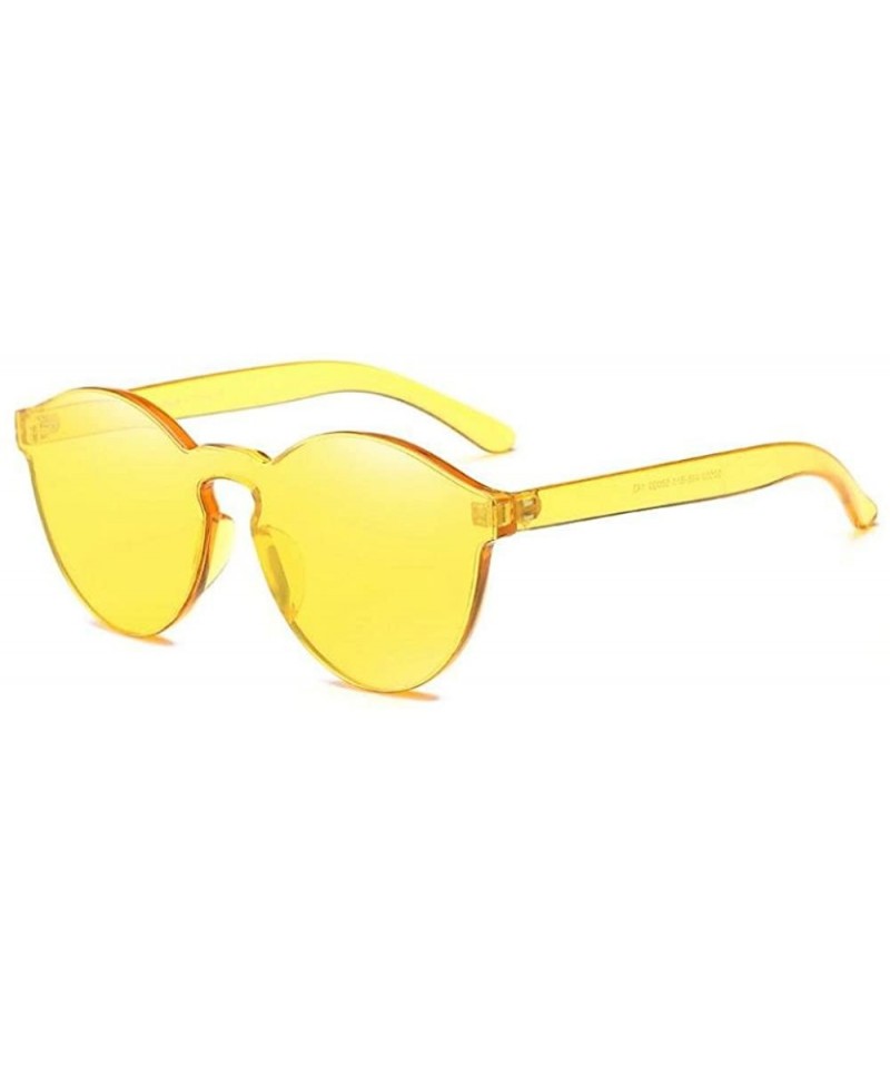 Cat Eye Fashion Women Clear Transparent Integrated UV Sunglasses Cat Eye Glasses - Yellow - C81840X3N2S $9.50