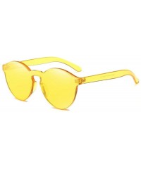 Cat Eye Fashion Women Clear Transparent Integrated UV Sunglasses Cat Eye Glasses - Yellow - C81840X3N2S $9.50