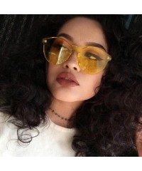 Cat Eye Fashion Women Clear Transparent Integrated UV Sunglasses Cat Eye Glasses - Yellow - C81840X3N2S $14.75