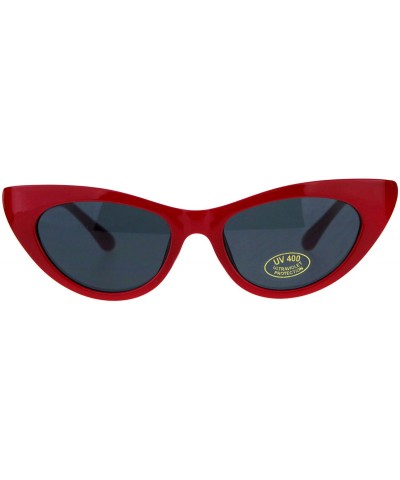 Cat Eye Womens Futuristic Retro Narrow Goth Cat Eye Plastic Sunglasses - Red - CQ18DSUR3W8 $22.11