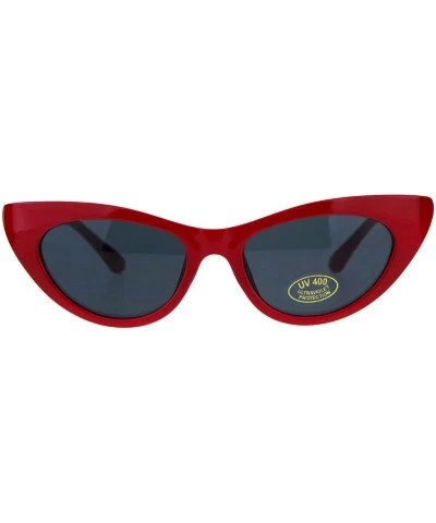 Cat Eye Womens Futuristic Retro Narrow Goth Cat Eye Plastic Sunglasses - Red - CQ18DSUR3W8 $18.63