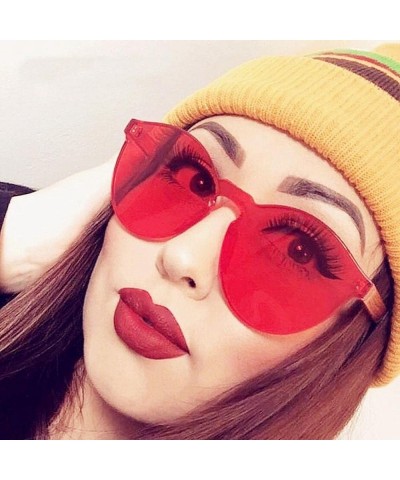 Cat Eye Fashion Women Clear Transparent Integrated UV Sunglasses Cat Eye Glasses - Yellow - C81840X3N2S $9.50