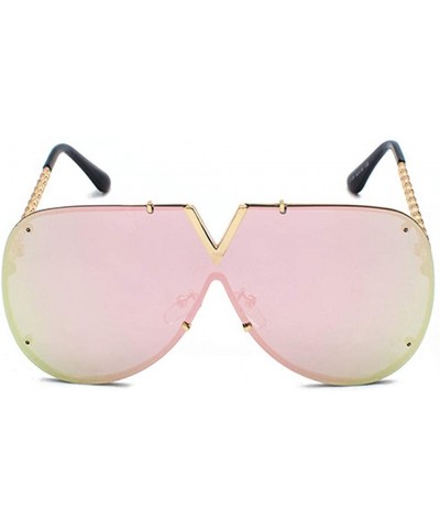 Oversized Luxury Sunglasses Men Women V-Shaped Trendy Driving Sunglasses UV400 Eyewear - C4-gold Frame Pink Film - C618X54YZ7...