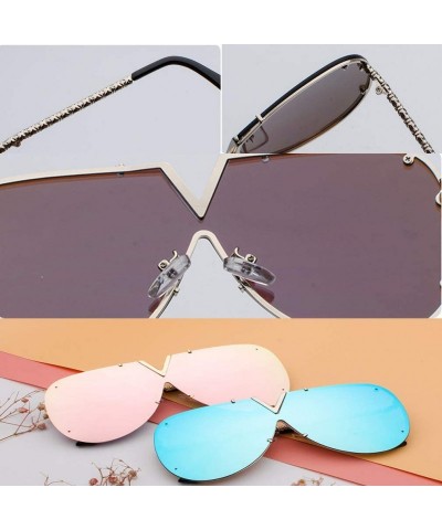 Oversized Luxury Sunglasses Men Women V-Shaped Trendy Driving Sunglasses UV400 Eyewear - C4-gold Frame Pink Film - C618X54YZ7...