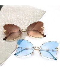 Butterfly Butterfly Sunglasses for Small Face Women Trimming Gradient Color Lens Frameless Eyewear UV Protection - CU190HEE3C...