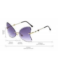 Butterfly Butterfly Sunglasses for Small Face Women Trimming Gradient Color Lens Frameless Eyewear UV Protection - CU190HEE3C...