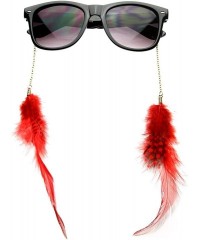 Wayfarer Hippie Womens Horn Rimmed Eyewear-Jewelry Chained Feather Sunglasses (Red) - C9118GXME3B $11.43