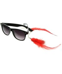 Wayfarer Hippie Womens Horn Rimmed Eyewear-Jewelry Chained Feather Sunglasses (Red) - C9118GXME3B $11.43