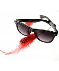 Wayfarer Hippie Womens Horn Rimmed Eyewear-Jewelry Chained Feather Sunglasses (Red) - C9118GXME3B $11.43
