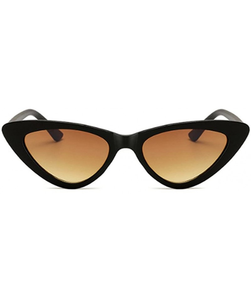 Oval Men Women Vintage Sunglasses Cat Eye Luxury Brand Designer Summer Style Retro Small - Brown - CH18G45XIRY $25.96