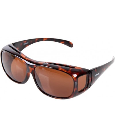 Butterfly Fit Over Glasses Sunglasses with Polarized Lenses for Men and Women - Leopard - CT124KMV7OX $13.37