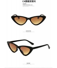 Oval Men Women Vintage Sunglasses Cat Eye Luxury Brand Designer Summer Style Retro Small - Brown - CH18G45XIRY $25.96