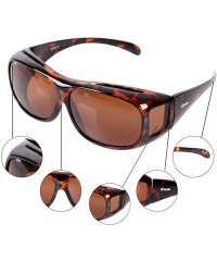 Butterfly Fit Over Glasses Sunglasses with Polarized Lenses for Men and Women - Leopard - CT124KMV7OX $13.37