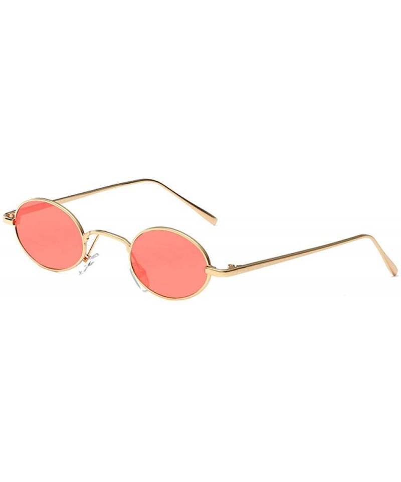 Oval New Europe And America Oval Small Box Sunglasses Sunglasses Retro Metal Glasses - C518X8QOW2Z $33.03