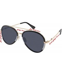 Oversized Double BridgeMetal Aviator Men Women Designer Sunglasses with Pouch - Gold Black and White Frame With Grey Lens - C...