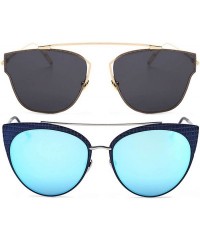 Rectangular Ladies Metal Cat Eye Heart Round Integral Sunglasses Elegant De Luxe Stylish - Fan_2p_6mix - C817YEDKWU8 $18.06