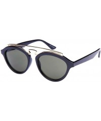 Oval Double Bridge Oval Sunglasses w/Color Mirror Lens 541065-REV - Black - C412N4V2RPD $7.98