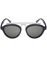 Oval Double Bridge Oval Sunglasses w/Color Mirror Lens 541065-REV - Black - C412N4V2RPD $7.98