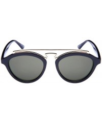 Oval Double Bridge Oval Sunglasses w/Color Mirror Lens 541065-REV - Black - C412N4V2RPD $7.98