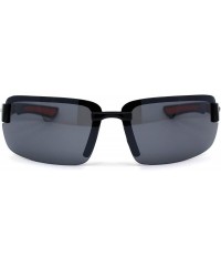 Rimless Mens Biker Exposed Lens Rectangular Motorcycle Sunglasses - Black Orange Black - CA195E8TCKW $13.10